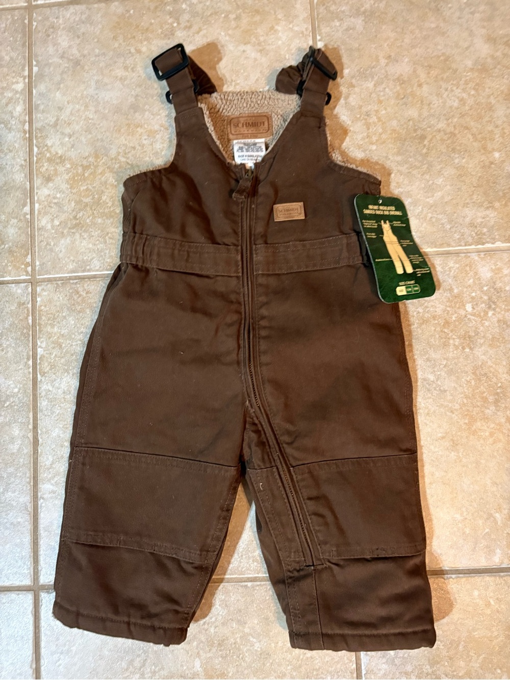 Schmidt Toddler Brown Insulated Bib Overalls size toddler 18 months